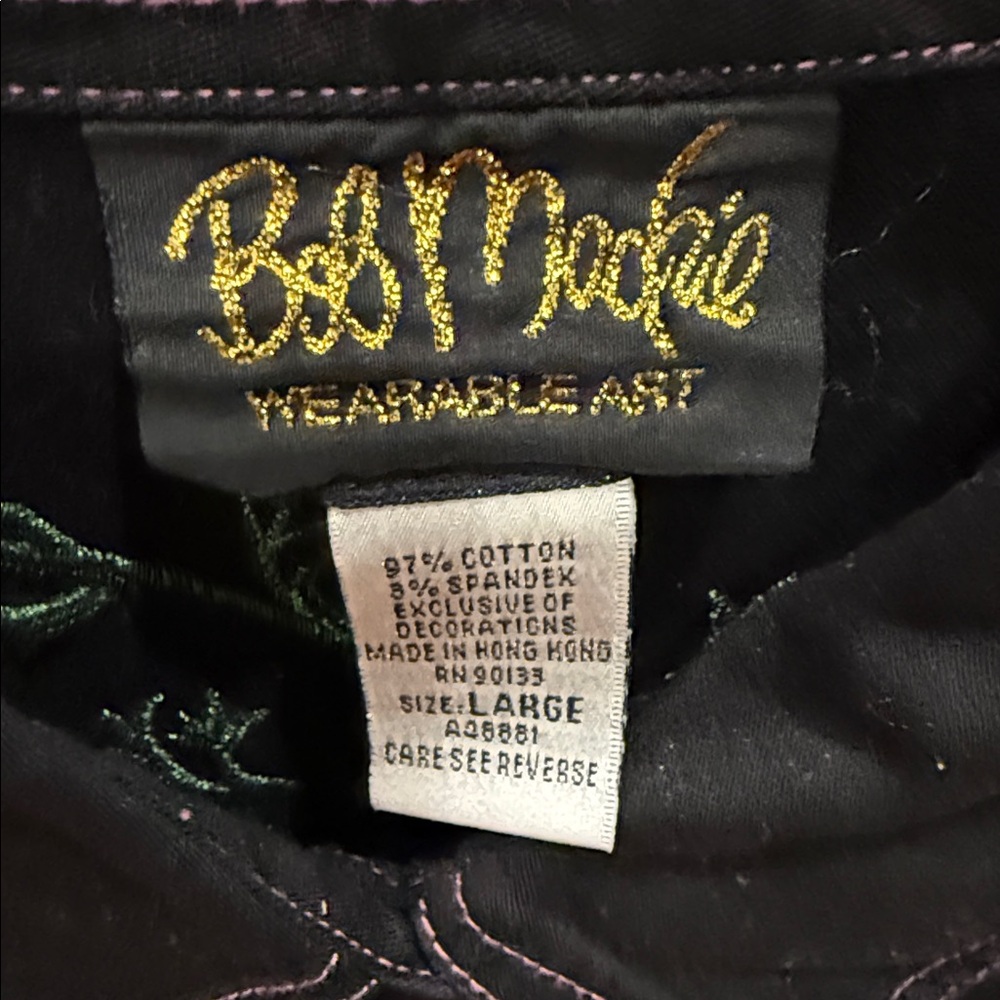 Bob Mackie Black Floral Embroidered Tunic - Picture 2 of 4